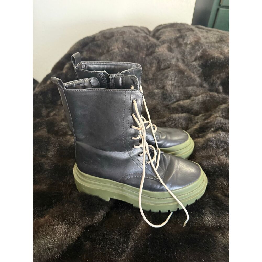Cool Planet By Steve Madden Combat Boots Shoes 6.5 Grunge black green